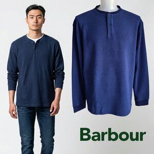 Barbour Dodd Henley Polo Navy Blue 100% Cotton MML 1226NY91Size XXXL (3XL)